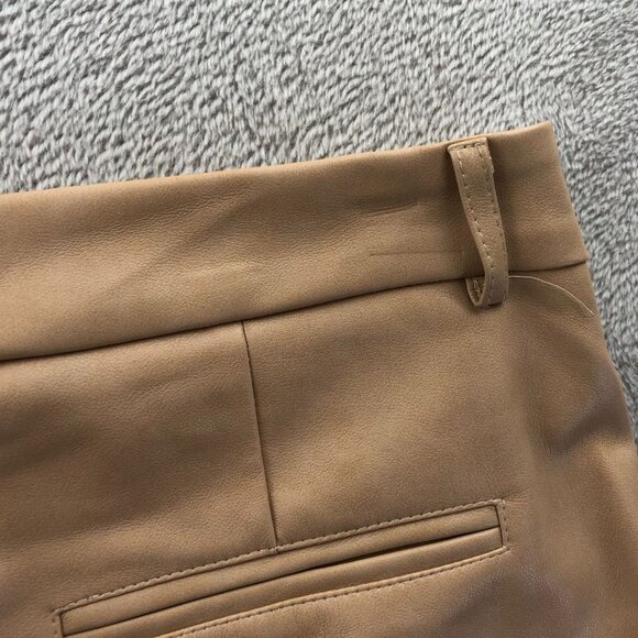 7 For All Mankind Womens Pants Large Faux Leather Wide-Leg Trousers Tan Preppy - Picture 11 of 12